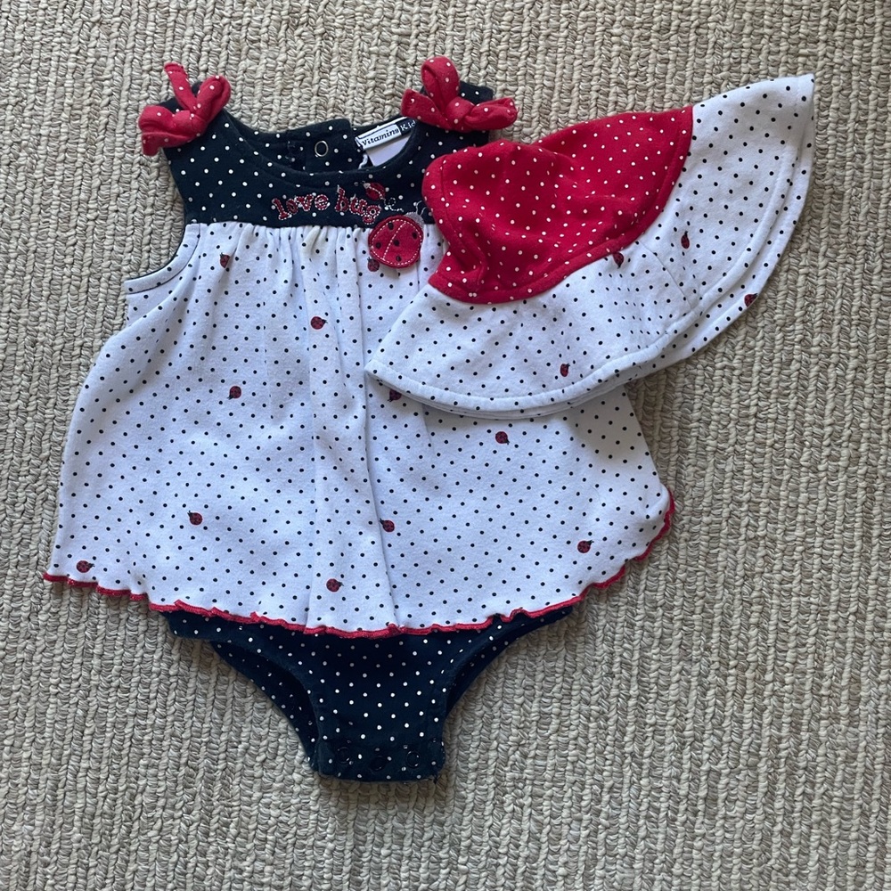 Polka Dot Kids Casual Dress with Hat
